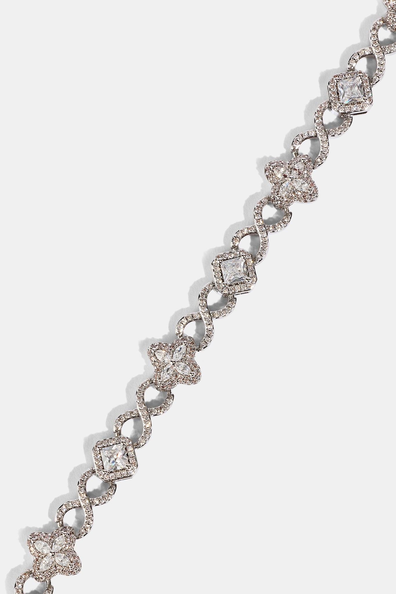 Iced Infinity & Motif Bracelet - 6mm - White